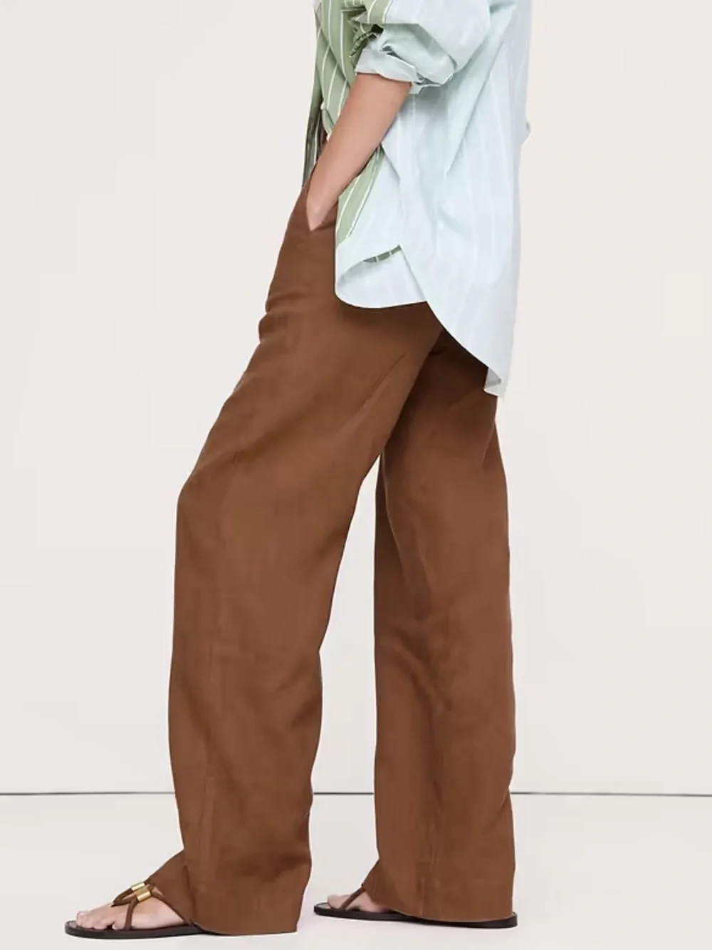 NWT! Banana Republic The Everyday Wide-Leg Linen Pant - Small Tall
